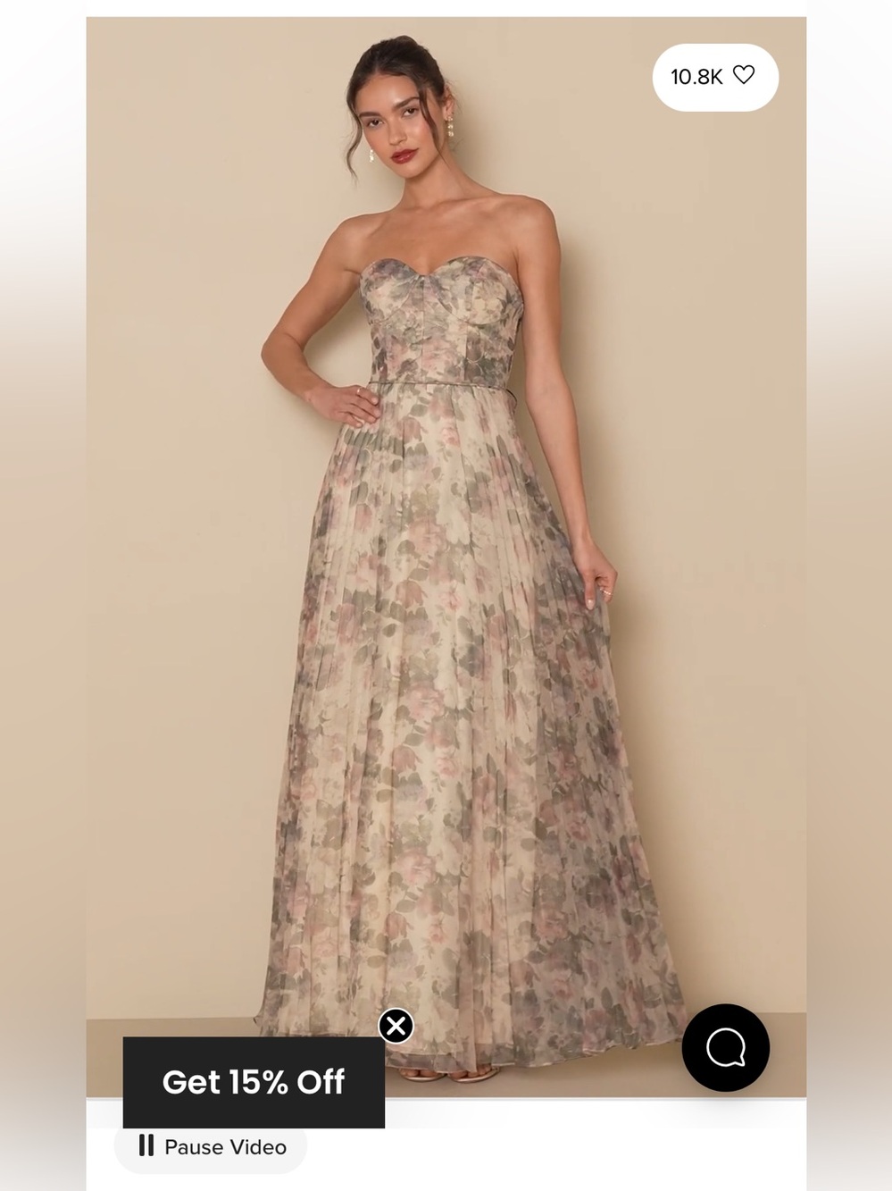 Lulu's | Strapless Floral Chiffon Maxi Dress Prom Homecoming Fall Wedding Guest